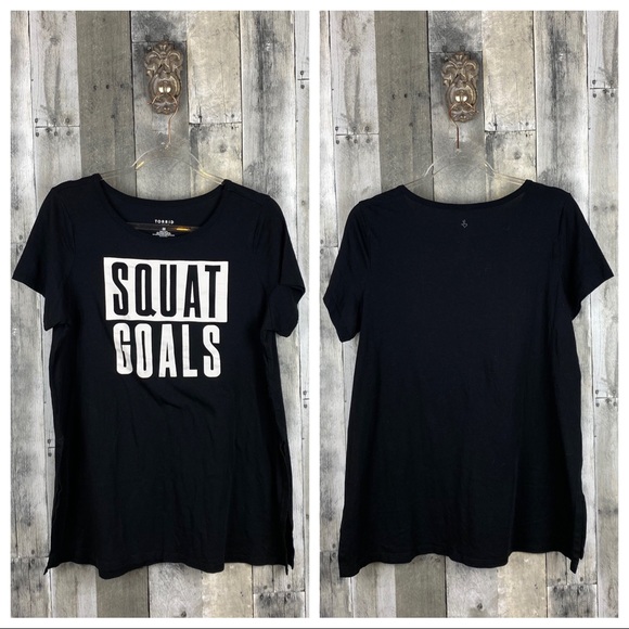 Torrid Active Black Squat Goals Tee Size 00/10 - Picture 3 of 11